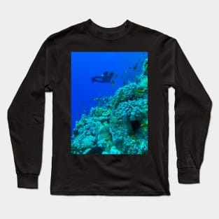 Coral reef and scuba diver Long Sleeve T-Shirt